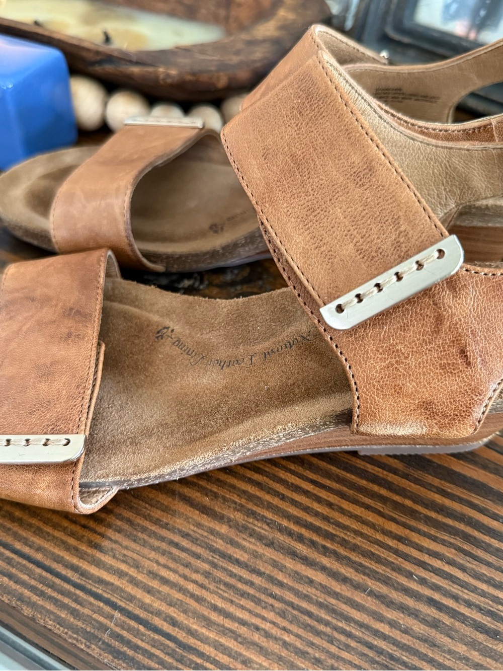 Sofft Tan Leather Wedge Sandals - Picture 7 of 10